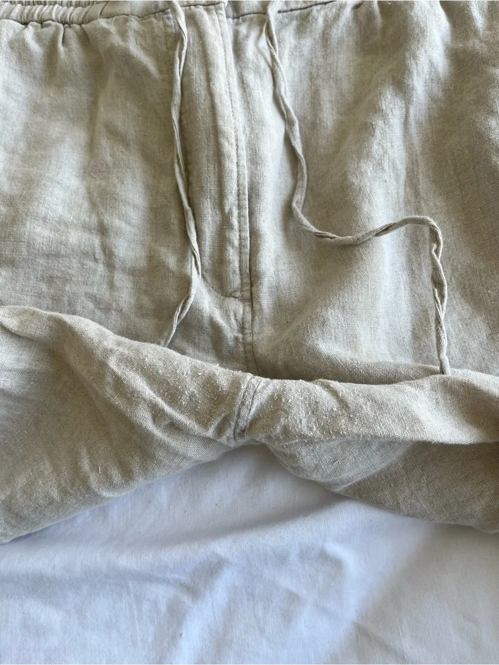Cos Linen Drawstring Wide-Leg Pants — Beige/Tan size 8